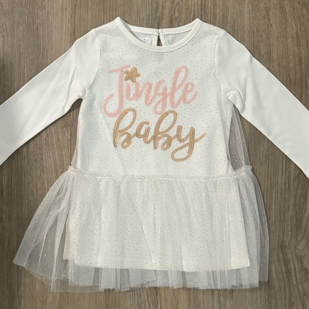 NEW! Mud Pie Jingle Baby Dress with Tutu Skirt-size 9-12 months